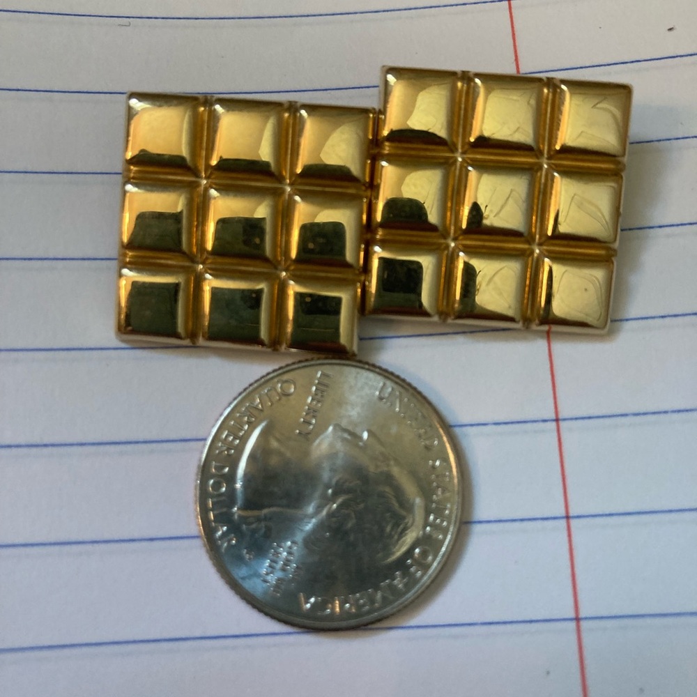 Vintage Gold Square Clip on Earrings
